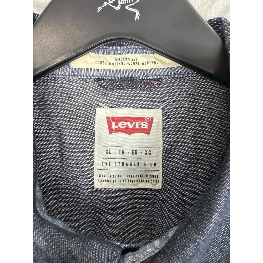 NWT Levis Western Shirt Blue Indigo Pearl Snap Cowboy Rodeo Mens XL New Utility